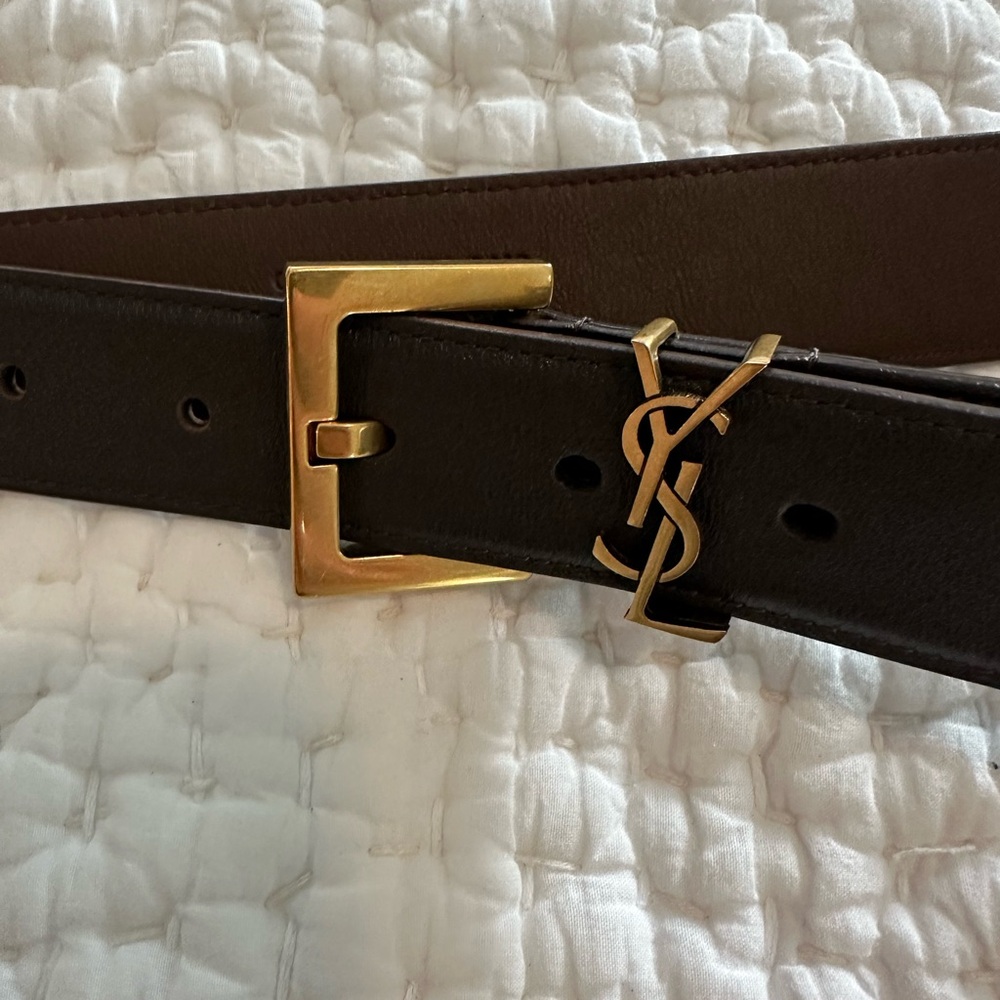 Saint Laurent Monogram Aged Leather Belt